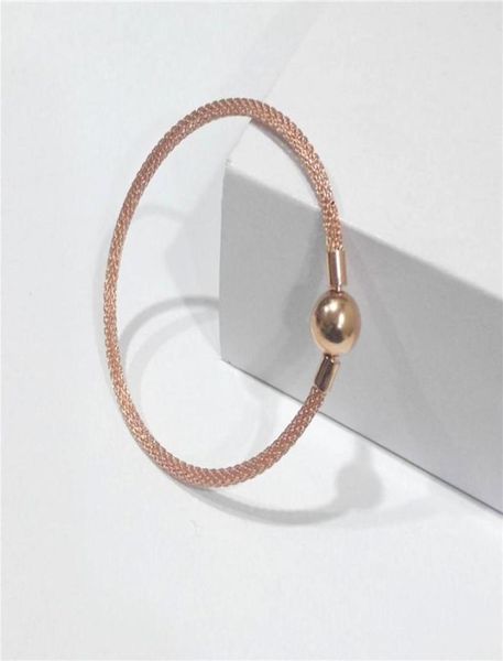 

luxury fashion 18k rose gold bracelets original box for 925 silver net chain bracelet women jewelry2152671, Golden;silver