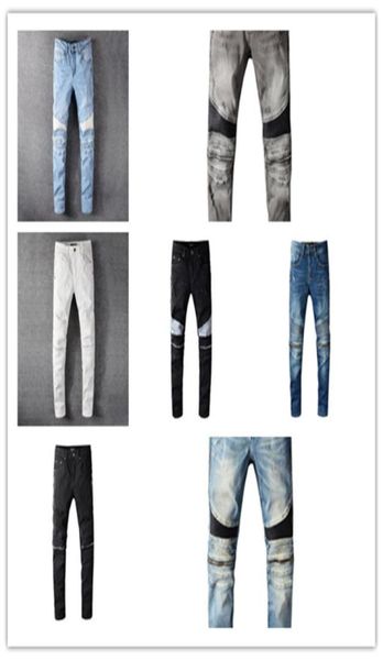 

new design luxurys mens jeans solid classic style slimleg jeans fluorescent denim luxurys pants fashion designer jeans 111337, Blue