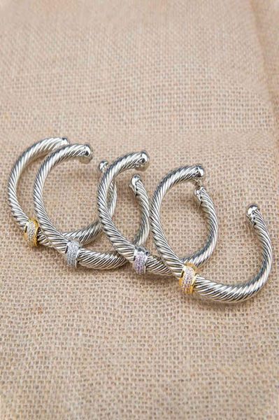 

cable jewelry bracelet sliver bangle charm designer classics color fashion bracelets with white and pink zircon 7mm2593495, Black