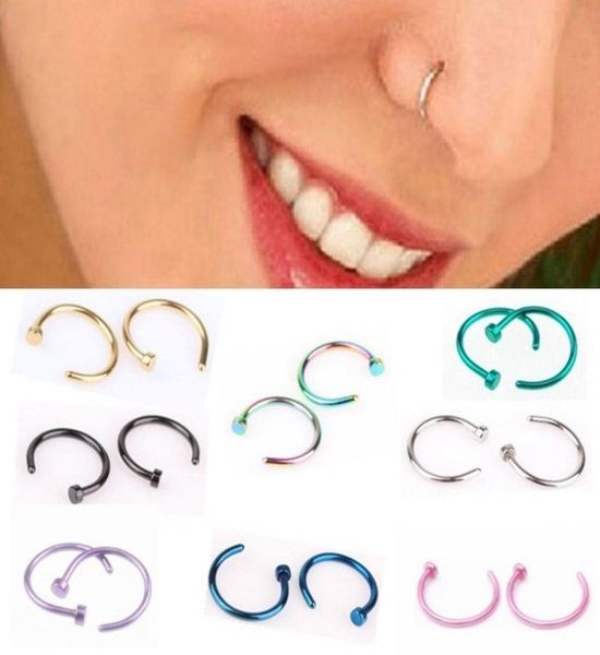 

nose rings body piercing jewelry fashion jewelry stainless steel nose open hoop ring earring studs fake nose rings non piercin6292585, Silver