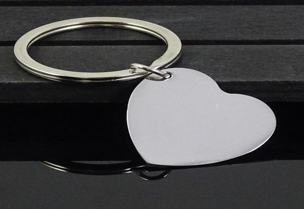 

30pcslot high polished blank heart stainless steel keychain engravable solid dog tag keyring car key chain ring jewelry factory p5299328, Slivery;golden