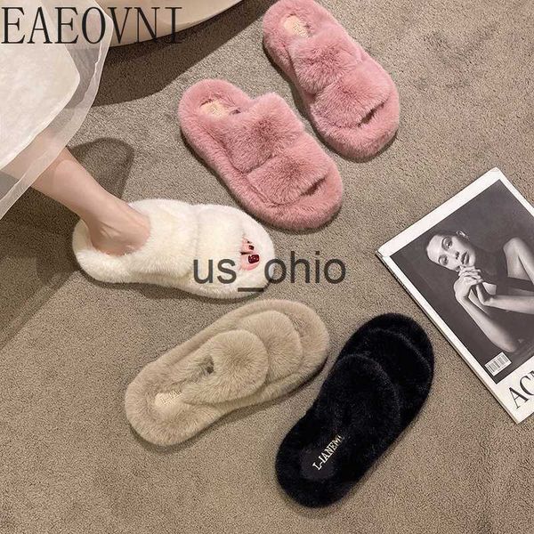 

slippers 2023 summer fur slipper fashion comfort sole flats heel ladies casual open toe slip on bedroom shoes outdoor slides shoes j230712, Black