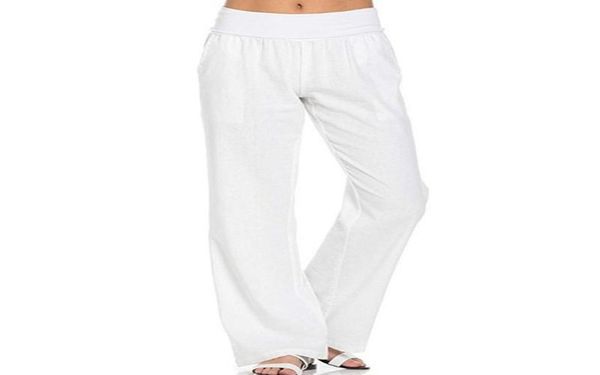 

women039s pants capris spring oversized wide leg women vintage linen palazzo fashion long trousers casual elastic waist solid4134515, Black;white