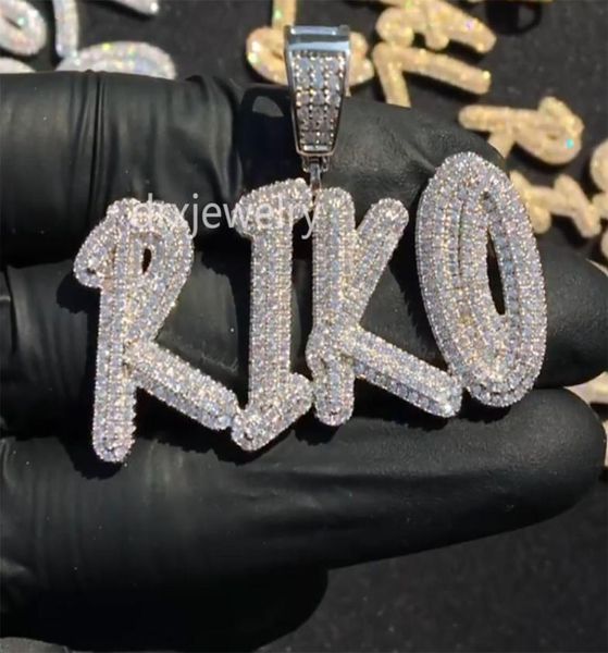

14k custom name cursive letters pendant necklace double layer stones gold silver rosegold 3colors cubic zirconia jewelry9494946