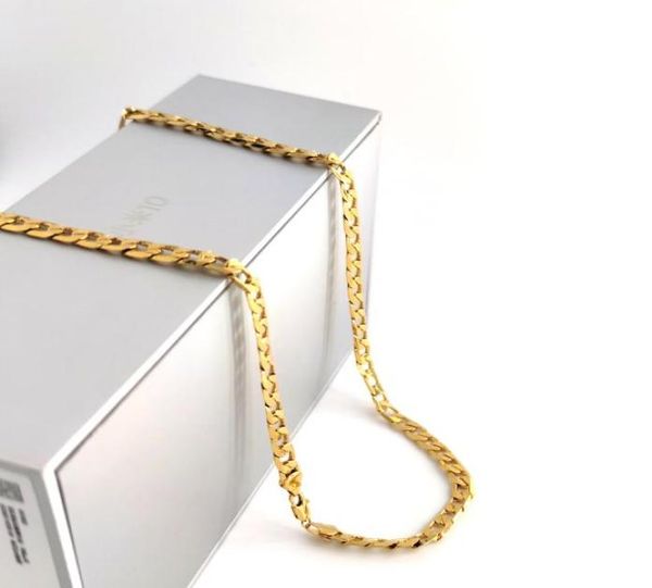 

18k solid yellow gf gold curb cuban link chain necklace hiphop italian stamp au750 men039s women 7mm 750 mm 75 cm long 29 inc8928461, Silver
