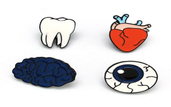 

body organs funny enamel brooches pins set cartoon brooches for women fashion jewelry heart brain eye ball tooth cute button colla3294207, Gray