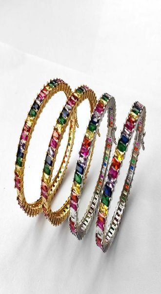 

rainbow cubic zircon open cuff banglecolorful cz stone micro pave beach jewelry bracelet for women girl gift bg2823888744, Black