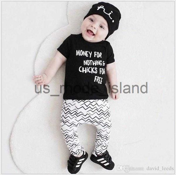 

clothing sets 2017 summer baby boys girls clothing sets short sleeve letters printed t-shirts+wave harem pants 2pcs set kids suit toddler ou, White