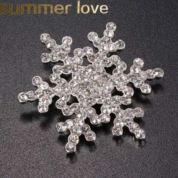 

crystal snow flower brooch pin charm women gem pendant rhinestone big snowflake winter snow theme christmas brooches whole3338088, Gray