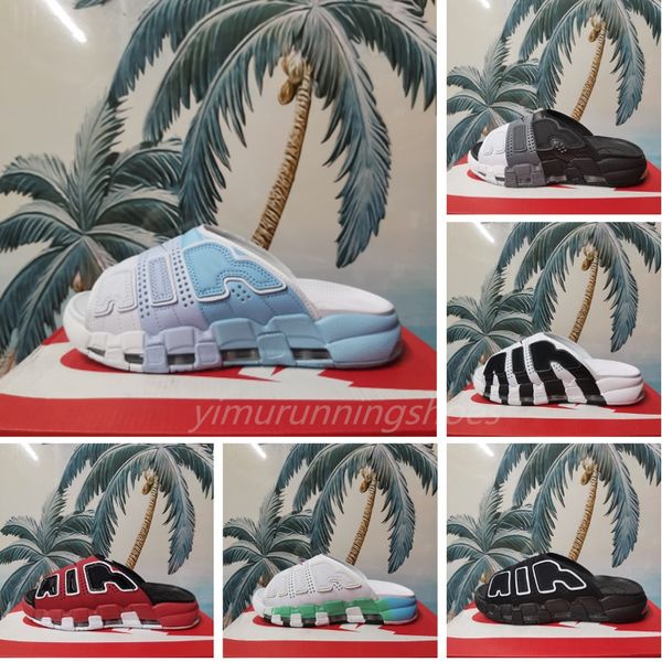 

2023 fashion more uptempos summer slides men women slippers black white red sports slipper pippen sandle mens designer sandals size 36-46 l1