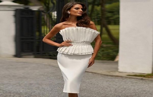 

party dresses white cocktail dress 2022 strapless sheath back slit gown backless pleat length sleeveless short dressesparty3269068, White;black