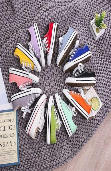 

toddler girl sneakers boy shoes kids jelly color canvas casual lace up classic flats children for student c07182 2201171656908, Black