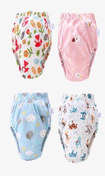 

23 colors baby diaper cartoon print toddler training pants 6 layers cotton changing nappy infant washable cloth diaper panties reu1929768