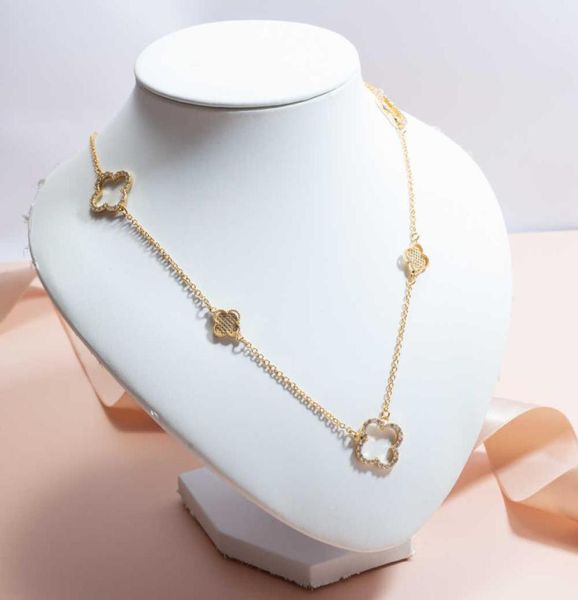 

2022 designer jewelry famous brands gold and diamonds clover 18k set necklace women1787191, Silver