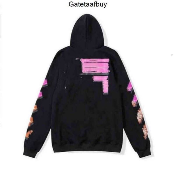 

fashion hip hop oil paint back arrow x men women hooded casual hoodie mens offs sweatshirts designer classic hoodies luxury pullover yo3, Black
