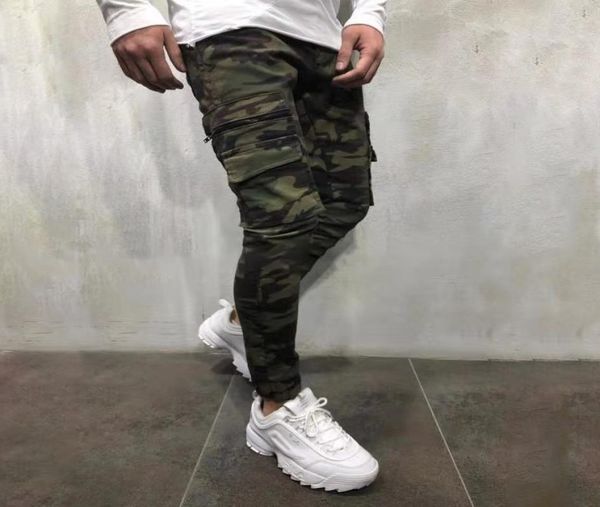 

2019 men039s pants army green camouflage slim long pants patchwork casual jeans men modis streetwear7946739, Blue