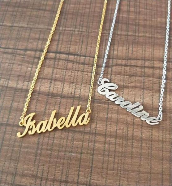 

stainless steel choker custom name necklace personalized jewelry men handmade nameplate pendant necklaces women friend gift7309666, Silver