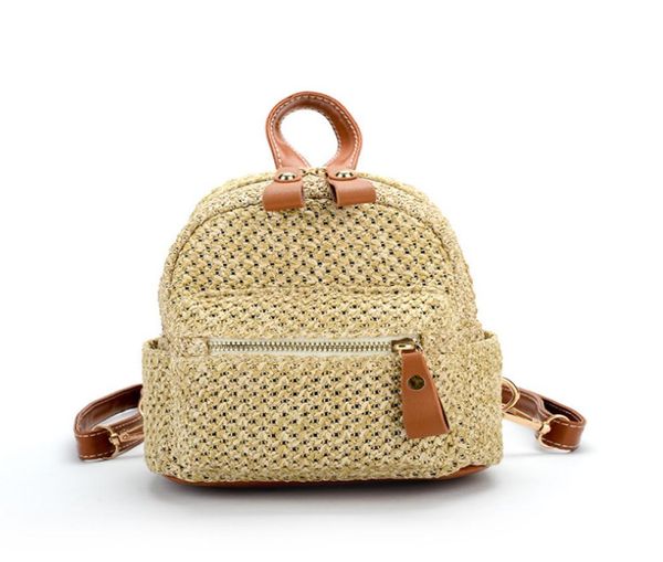 

fashion kids grass weaving backpack girls double shoulder bag boys casual backpack women mini bag a40272846249