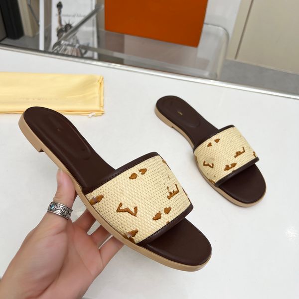 

fashion designer luis sandals leather slippers women vuttonity slide classic flip-flops summer yjghj, Black