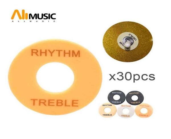 

30pcs whole guitar toggle switch plate rhythm treble washer ring white black yellow 3 color words new for electric guitar5991456