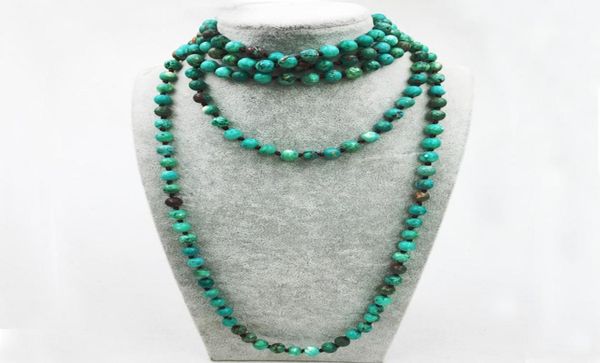 

st0316 natural green turquoise bead making 72 inch long green stone necklace women fashion boho necklace long necklace stone makin7842072, Silver