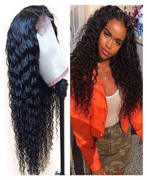 

fh cambodian 100 raw unprocsed virgin human 4x4 lace deep wave closure hair wigs1327629, Golden;white