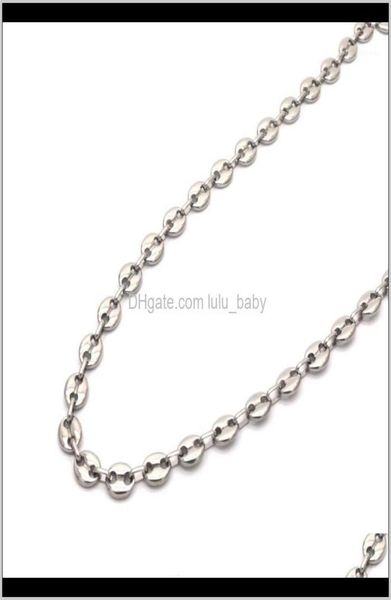 

chains necklaces pendants jewelrymujer and hombre whole stainless steel necklace sier color coffee bean fashion jewelry n0423009203, Silver