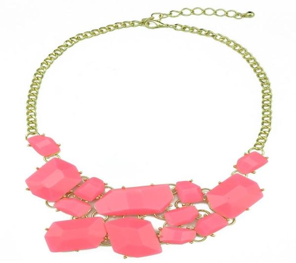 

charming choker bib necklace new arrival gold metal resin gem stone fashion4866008, Golden;silver