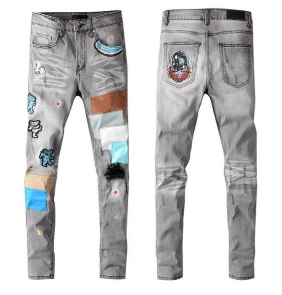 

innovative fashion jeans for gray mens ripped destroyed stretch denim slim fit hip motorcycle jean80808586493965, Blue