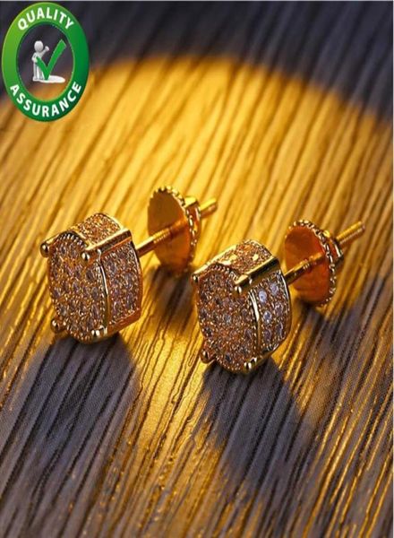 

luxury designer earrings mens gold stud charms christmas gift hip hop jewelry iced out diamod earring rapper bling ear ring fashio1288450, Golden;silver