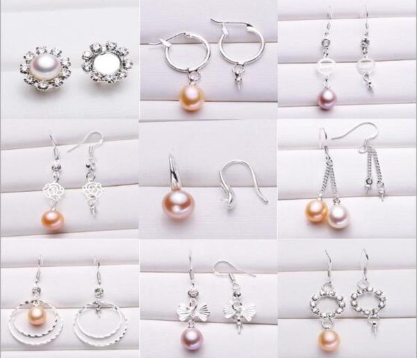

pearl earrings settings 925 sliver stud earring 16 styles diy pearl earring jewelry settings suitable for pearl 6mm and above chri1850564, Slivery;crystal