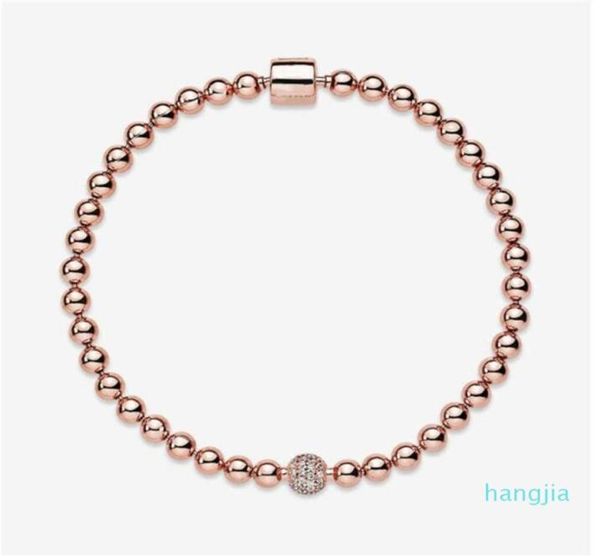 

beautiful women's beads pave 18k rose bracelet summer jewelry for 925 sterling silver hand chain beaded bracelets with ori7181086, Golden;silver