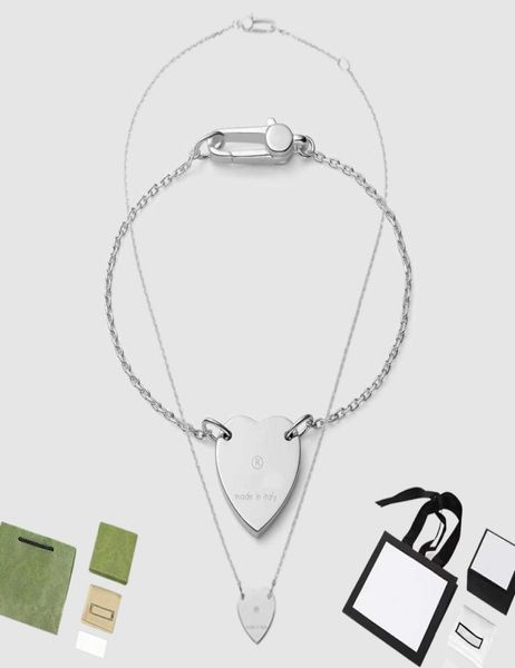 

heart love charm bracelets necklace set for women luxury designer bracelet lovers lady pendant necklaces silver jewelry earrings w5864844, Golden;silver