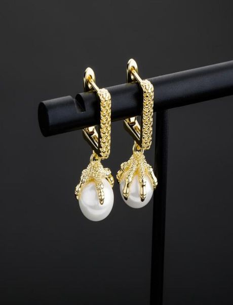 

dragon claw pearl earrings mens womens gold dangle earrings fashion hip hop jewelry2036561, Silver