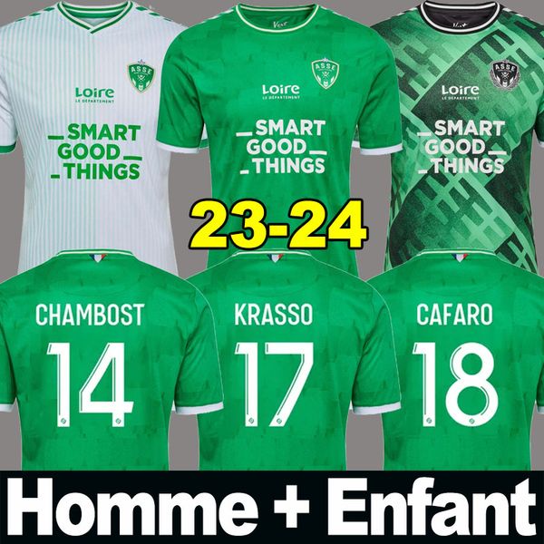 

asse 23 24 as saints etienne soccer jerseys boutique des verts 2023 2024 krasso wadji cafaro charbonnier home away third kit saints-etienne, Black;yellow