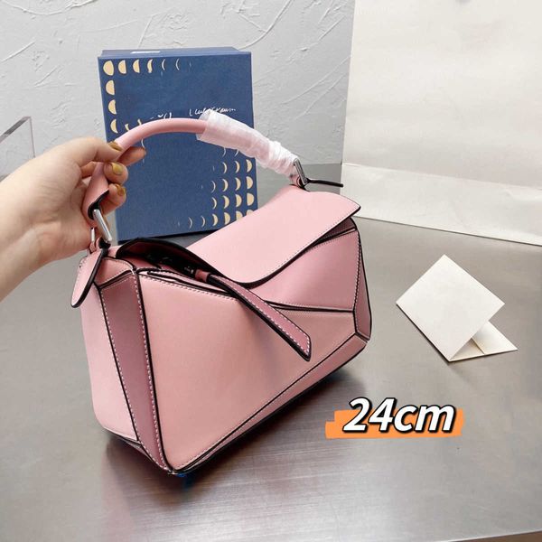 

luxury designer loevve bag fashion tote shoulder canvas bags puzzle geometry colored spliced diamond checker small square high capacity comm