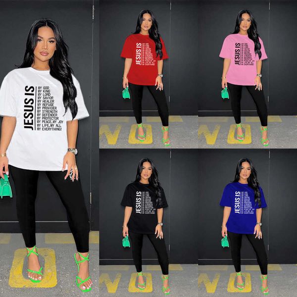 

summer women tracksuits short sleeve t-shirt letter printed 2 piece jogger sets sports outfits gym clothes fashion trouser set, Gray