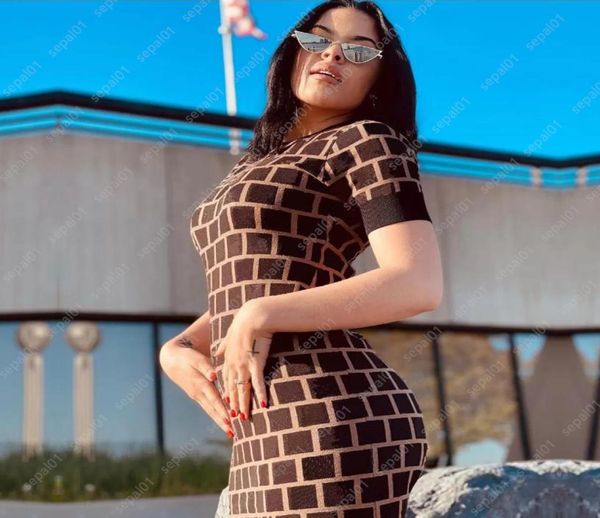 

women casual dresses classic knit dress fashion letter pattern summer short sleeve womens clothing2441366, Black;gray