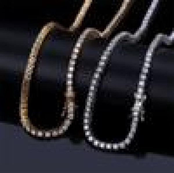 

3mm iced out bling zircon 1 row tennis chain necklace men hip hop jewelry gold silver rose gold charms 20 t22455993, Black