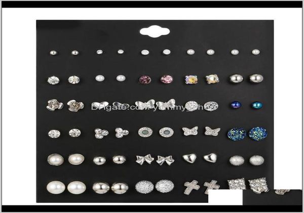 

charm fashion net red 30 pairs of set with diamond pearl flower heart and zircon i3hji charm cf0dd8081831, Golden