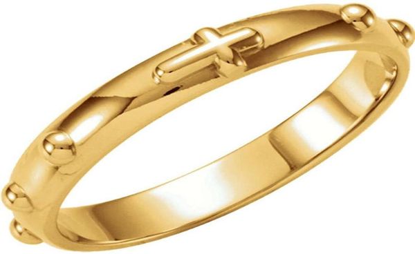

316 stainless steel religious anillo rosary ring gold silver elegant stylish catholic crucifix praying spinner rosaries jewelry wi4391886, Golden;silver
