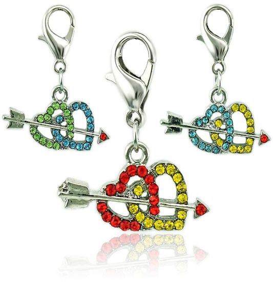 

jinglang classic lobster clasp charms dangle mix color arrow through double heart diy charms for jewelry making accessories8625334, Bronze;silver