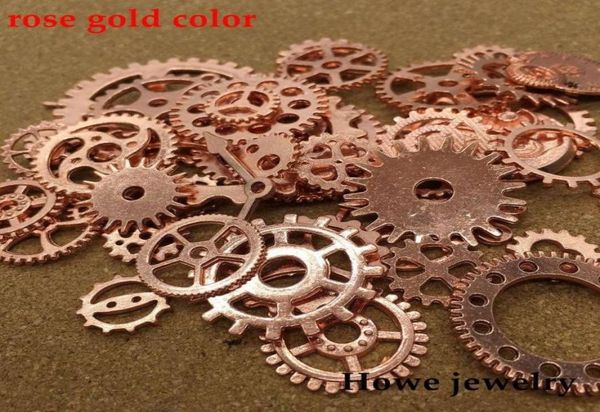 

mixed 100g steampunk gears and cogs clock hands charm rose gold fit bracelets necklace diy metal jewelry making2506146, Silver