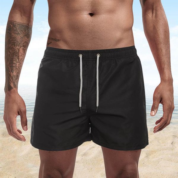 

men's shorts brand swimsuit men's swimming shorts dry beach board shorts men's gym bermuda swimsuit men's running sports, White;black