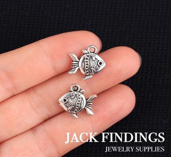 

whole15pcs 15x15mm antique tibetan silver charms bracelet necklace pendant 2015 new fashion fish4087138, Bronze;silver