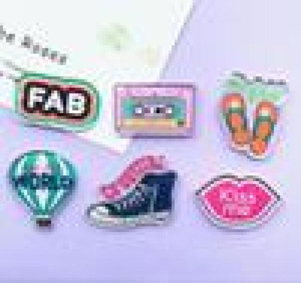 

10pcs fashion resin acrylic cartoon shoe tape charms for diy decoration neckalce bag key chain jewelry making accessories1961966, Bronze;silver