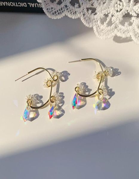 

vintage hoop earrings circle ear rings pendant simple crystal tassel aesthetic earrings for woman wedding korean style jewerly1623593, Golden;silver