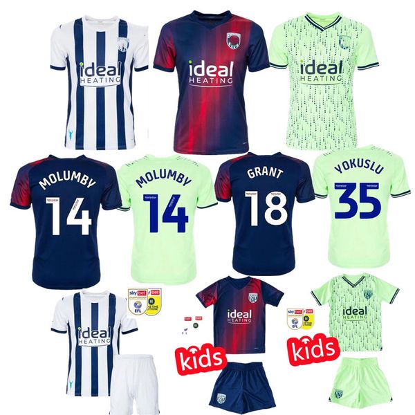 

2023 west bromwichs albion soccer jerseys 23 24 men kids home away three grant swift wallace yokuslu molumby jersey football t-shirts kit, Black;yellow