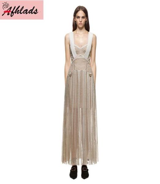 

selfportrait designer lace patchwork retro style holiday beach tassel sleeveless hololw out fashion maxi dress5988671, Black;gray