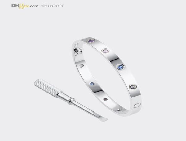 

love bracelet mens bangle designer bracelets women silver bracelet colored diamonds luxury jewelry titanium steel goldplated neve9464193, Black